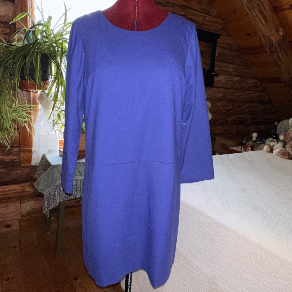 J Crew Women's Blue Wool Blend Lined Low Waist Shift Dress Tunic
